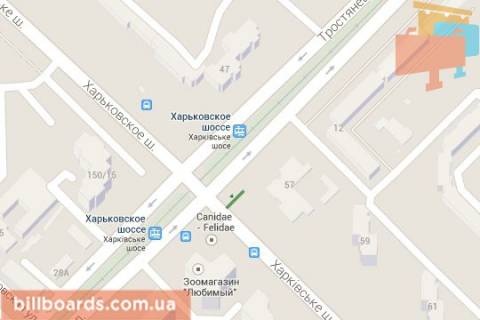 Билборд B в Киеве Харківське шосе - Тростянецька вул., ; №2 (в напр. Харківської пл. ) схема