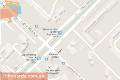 Билборд A в Киеве Харківське шосе - Тростянецька вул., ; №2 (в напр. Ленінградської пл. ) схема