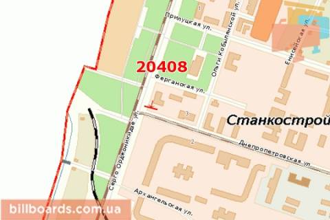 Билборд B в Краматорске, 3x6  Олекси Тихого вул. (Серго Орджонікідзе вул.) - Дніпровська вул. (Дніпропетровська вул.) схема