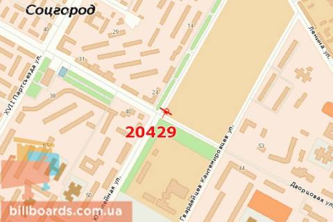 Билборд A в Краматорске, 3x6  Ювілейна вул. - Дворцова вул. схема