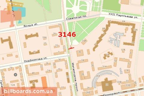 Билборд B в Кривом Роге, 3х6  Металургів просп., 36 (права) схема