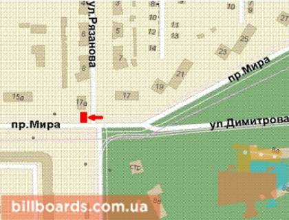 Ситилайт A в Кривом Роге, 1,2х1,8  Миру просп. - Святогеоргіївська вул., 1 схема