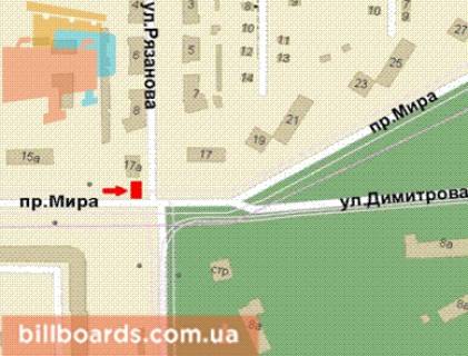 Ситилайт B в Кривом Роге, 1,2х1,8  Миру просп. - Святогеоргіївська вул., 1 схема