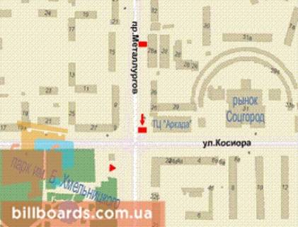 Сiтiлайт B у Кривому Розі, 1,2х1,8  Металургів просп. - Соборності вул., 29 схема
