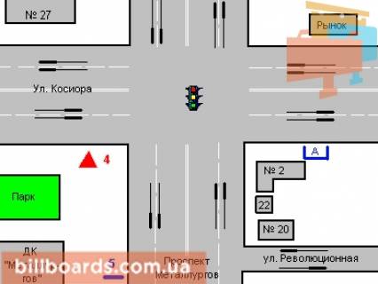 Ситилайт A в Кривом Роге, 1,2х1,8  Металургів просп. - Соборності вул. схема