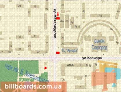 Ситилайт B в Кривом Роге, 1.2x1.8  Металургів просп., 26 схема
