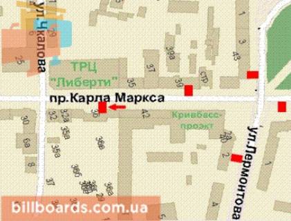 Ситилайт B в Кривом Роге, 1.2x1.8  Поштовий просп., 36 схема
