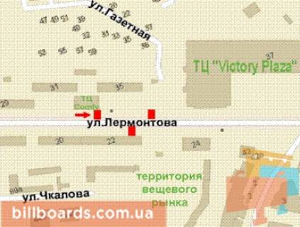 Ситилайт B в Кривом Роге, 1.2x1.8  Лермонтова вул., 33 схема