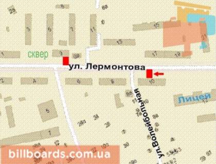 Ситилайт B в Кривом Роге, 1.2x1.8  Лермонтова вул., 10 схема