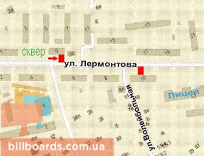 Ситилайт B в Кривом Роге, 1.2x1.8  Лермонтова вул., 9 схема