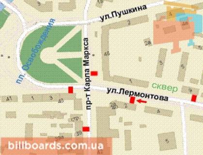 Сiтiлайт B у Кривому Розі, 1.2x1.8  Лермонтова вул., 2 схема