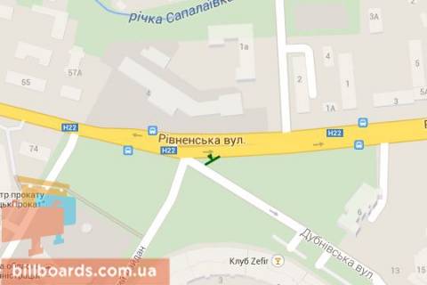 Билборд A в Луцке Київський майдан - Волі просп. - Рівненьська вул. - Дубнівська вул. схема