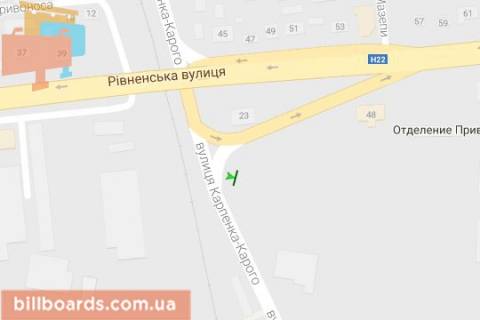 Билборд B в Луцке, 3x6  Карпенка-Карого вул. - Рівненьська вул. (права) схема