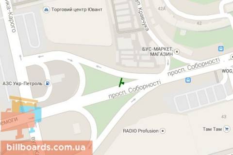 Билборд A в Луцке, 3х6  Соборності просп. - Карпенка-Карого вул. схема