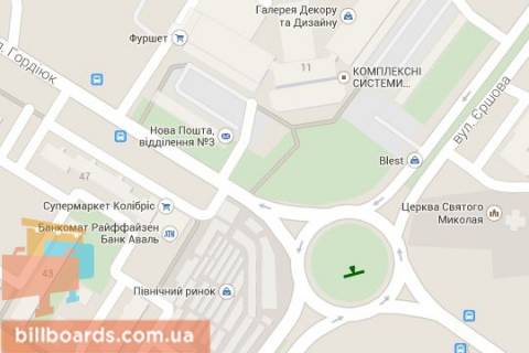 Билборд A в Луцке, 3х6  Соборності просп. - Відродження просп. - Захисників України (колишня Гордіюк) вул. - Яремчука Назарія (колишня Єршова) вул. (от Гордиюк) схема