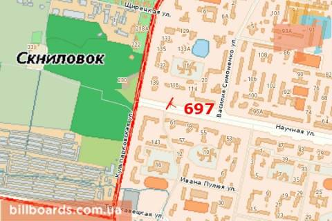 Билборд A в Львове Наукова вул., 116 схема