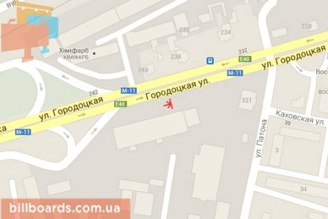 Білборд, Бігборд (Борд)  A у Львові, 3х6  Городоцька вул., 240 схема