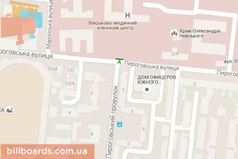 Билборд A в Одессе, 3x6  Пироговська вул. - Шевченка просп. - Пироговський пров. схема