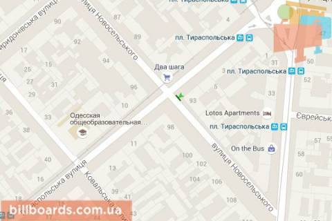 Ситилайт B в Одессе, 1,2х1,8  Тираспольська вул., 7 - Новосільського вул., 93 схема