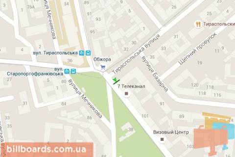 Білборд, Бігборд (Борд)  B у Одесі, 3x6  Старопортофранківська вул. - Тіраспольська вул. схема