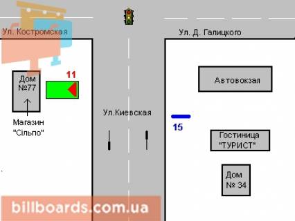 Ситилайт B в Ровно, 1.2x1.8  Київська вул., 77-а схема