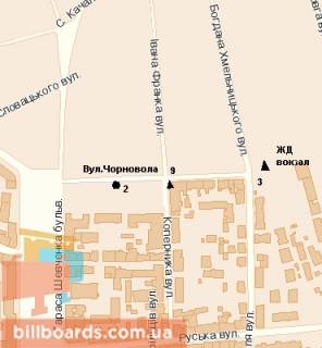 Ситилайт A в Тернополе, 1.2x1.8  Коперника вул., 1 - Чорновола вул. схема