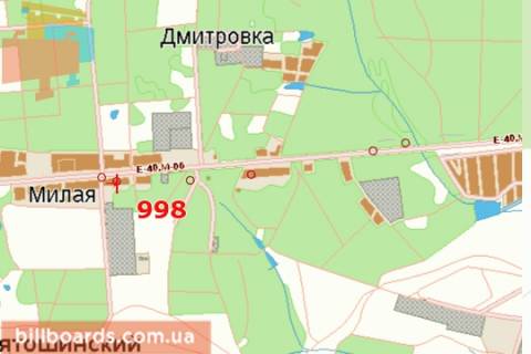 Білборд, Бігборд (Борд)  A у Києві Київ - Житомир, 10 км + 800м до Києва (напр. Києва (поворот на мотель "Снайпер")) схема