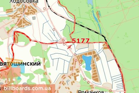 Билборд A в Киеве, 3x6  Київ - Обухів, 09км + 700м до Києва (у напрямку  Києва (500м до АЗС "НК Альянс")) схема