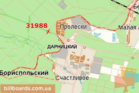 Билборд A в Киеве Київ - Бориспіль, 11км+264м до Києва (перший міст) (в напр. Києва: площина справа) схема