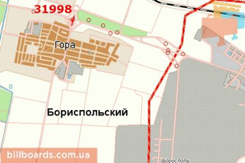 Билборд B в Киеве Київ - Бориспіль, 19км+050м до Києва (третій міст) (в напр. Борисполя: площина зліва) схема
