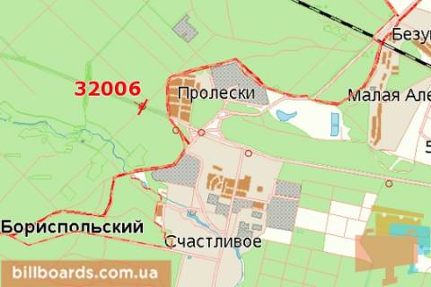 Билборд B в Киеве Київ - Бориспіль, 11км+264м до Києва (перший міст) (в напр. Борисполя: площина зліва) схема