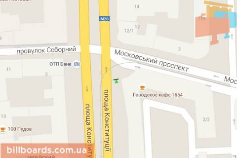 Ситилайт A в Харькове, 1.2x3.6  Конституції пл., 2/2 - Героїв Харкова просп. (Московський просп.), (колона) (сторона А) схема
