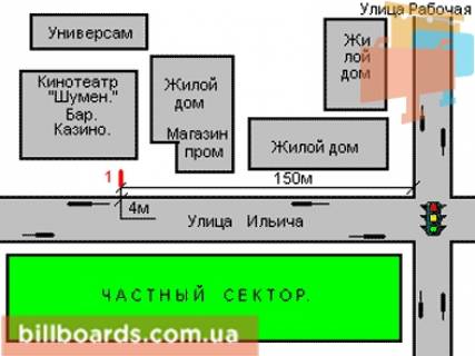 Ситилайт A в Херсоне, 1.2x1.8  Івана Богуна вул. (Ілліча вул.), 60 схема
