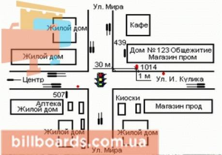 Ситилайт B в Херсоне, 1.2x1.8  Іллі Кулика вул., 139 - Миру вул., 32 схема