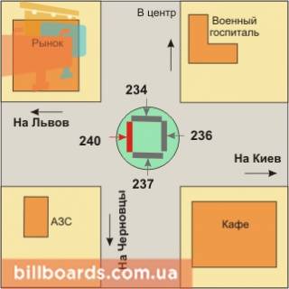 Билборд A в Хмельницком, 3x6  ринок Аеродром (Львів) схема