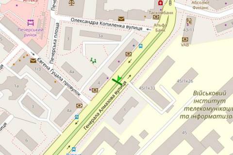 Scrolller, Scroll A in Kyiv, 1.2x1.8  Алмазова Генерала вул. (Кутузова вул.), 1 на розділювальній смузі (у напрямку Лесі Українки) - 166290 scheme