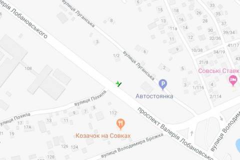 Ситилайт B в Киеве, 1,2х1,8  Лобановського Валерія просп. (Червонозоряний просп.) - Похила вул., навпроти (в направл. Деміївської пл.) схема