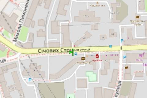 Сiтiлайт A у Києві, 1,2х1,8  вул. Січових Стрільців (Артема)., 59-65 схема