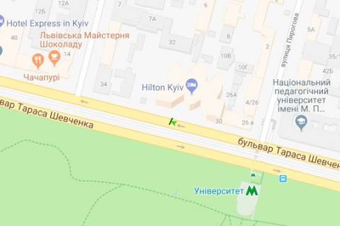 Скроллер A в Киеве, 1.2x1.8  Шевченка Тараса бульв., 30 (готель Hilton) - 167372 схема