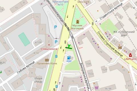 Ситилайт B в Киеве, 1,2х1,8  Чорновола В`ячеслава вул. - Дмитрівська вул. схема