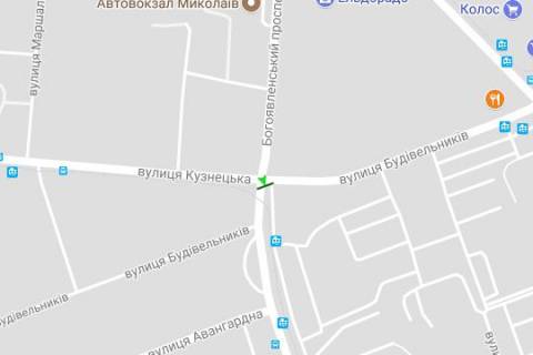 Billboard B in Mykolaiv, 3х6  Bogoavlens'kij prosp. (Zovtnevij prosp.) - Budivel'nikiv st. scheme