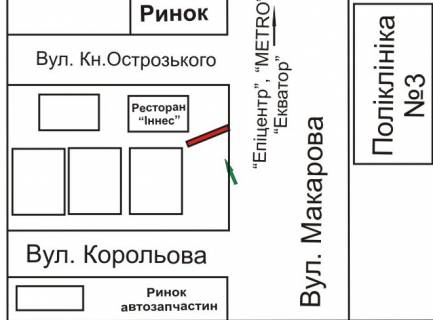 Білборд, Бігборд (Борд)  A у Рівному вул. Кулика і Гудачека (Макарова), 38  в напрямку до "Епіцентр", "МЕТRО", ТЦ "Екватор" схема