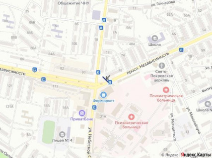 Видеоборд A в Черновцах перехрестя проспект Незалежності, 78 та вул. Небесної Сотні (Стасюка) - 665233 схема
