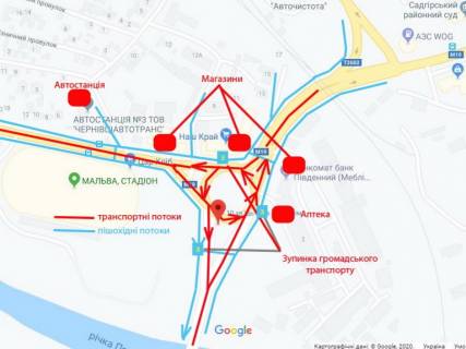 Megaboard A in Chernivtsi Transportna rozvazka vulic' Gagarina - Galic'kij slah  - Hotins'koi scheme