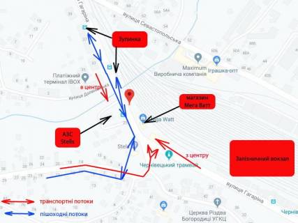 Билборд A в Черновцах вул. Гагаріна (Вокзальна) схема