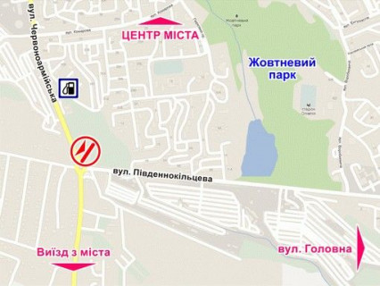 Билборд B в Черновцах Вул. Героїв Майдану (Червоноармійська)-Південно-кільцева, на кільці схема