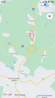 Билборд B в Коростене с.Оліївка в Житомир, 1.8 км до Житомира, перед розвязкою. (Коростень-Житомир. Оліївська ОТГ) Б схема