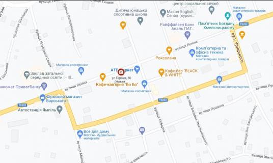 Білборд, Бігборд (Борд)  B у Ямполі м. Ямпіль вул. Героїв ,30 схема