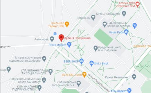 Ситилайт A в Ладыжине вул.Процишина біля ТЦ Комфорт  м. Ладижин схема