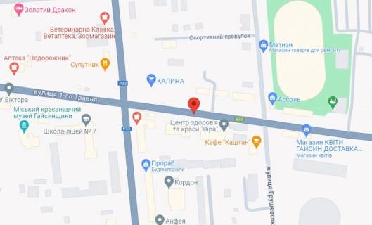 Билборд A в Гайсине, 2,5х5  м. Гайсин вул.  Центральна , 62 схема